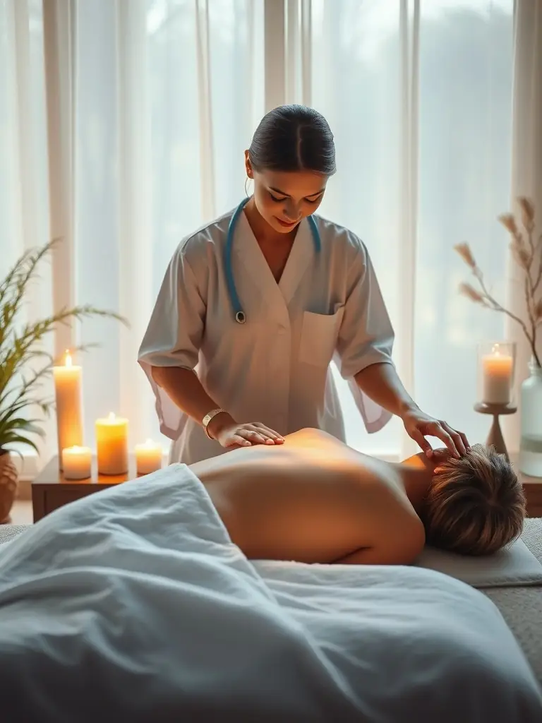 A therapist integrating magnetism and rebouteux massage techniques.